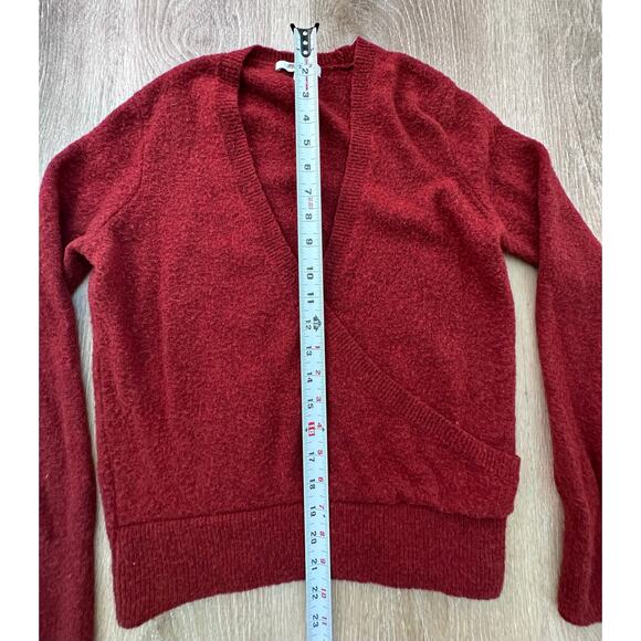Madewell | V Neck Crossover Sweater |‎ Wool Blend | Maroon | SZ S - Picture 2 of 7